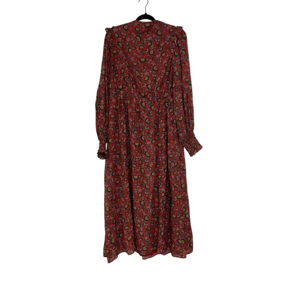 Boden Womens Becky Midi Wrap Dress UK 18R US 14R Red Paisley Floral D0041 NWT - Picture 4 of 14